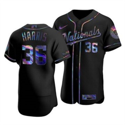 Washington Washington Nationals #36 Will Harris Men's Nike Iridescent Holographic Collection MLB Jersey Black